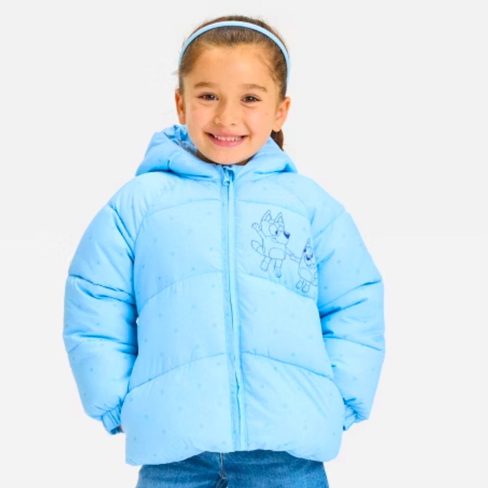 KIDS BLUEY PUFFER COAT WITH HOOD